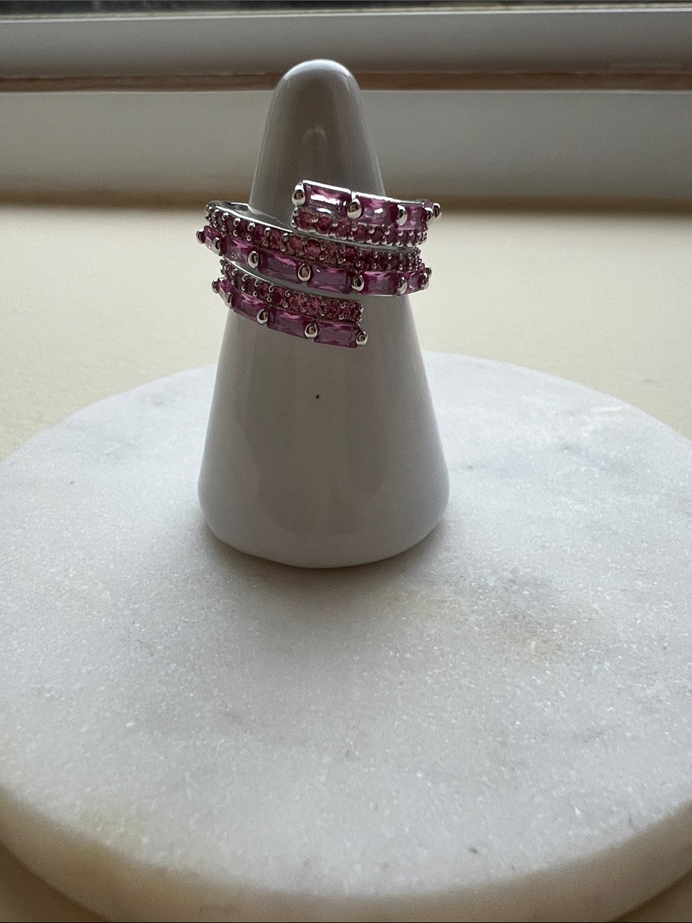 bp Pink Multi-Row Crystal Wrap Ring